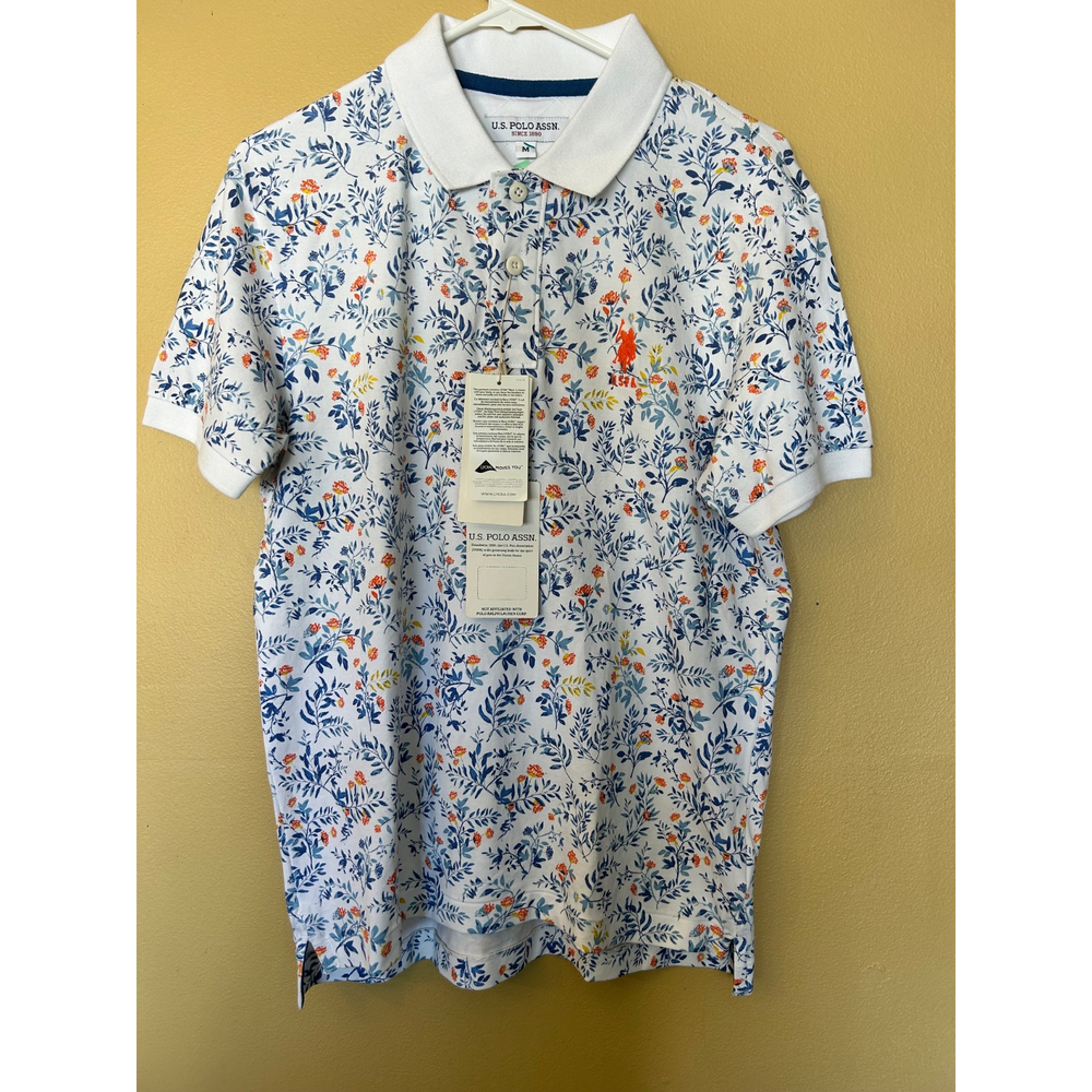 U.S. Polo ASSN. Men's Floral Print Polo Cotton Size‎ Medium NWT
